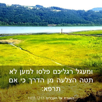 Picture 03 - האגרת אל העברים 12:13 HEB - ומעגל רגליכם פלסו למען לא - Bible Verse Picture