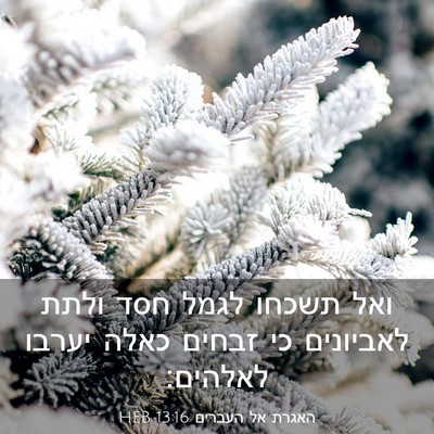 Picture 03 - האגרת אל העברים 13:16 HEB - ואל תשכחו לגמל חסד ולתת - Bible Verse Picture