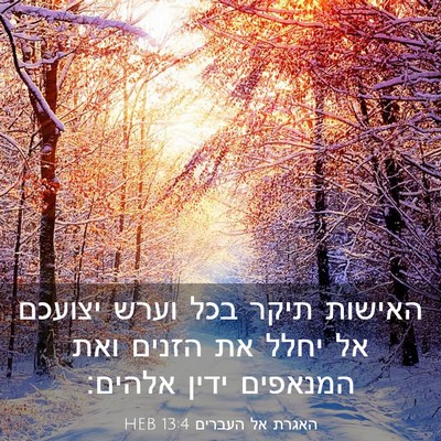 Picture 03 - האגרת אל העברים 13:4 HEB - האישות תיקר בכל וערש - Bible Verse Picture
