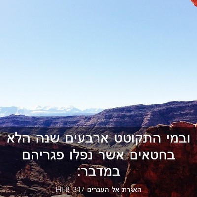 Picture 03 - האגרת אל העברים 3:17 HEB - ובמי התקוטט ארבעים שנה הלא - Bible Verse Picture