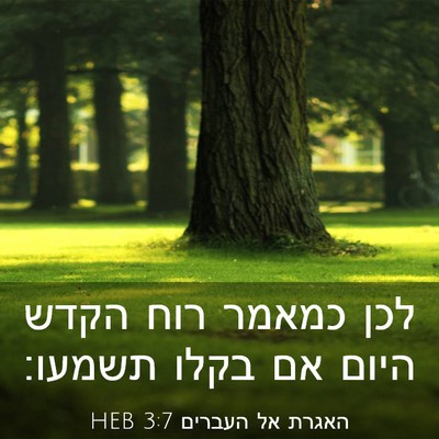 Picture 03 - האגרת אל העברים 3:7 HEB - לכן כמאמר רוח הקדש היום אם - Bible Verse Picture