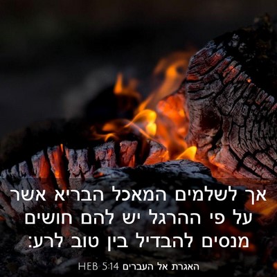 Picture 03 - האגרת אל העברים 5:14 HEB - אך לשלמים המאכל הבריא אשר - Bible Verse Picture