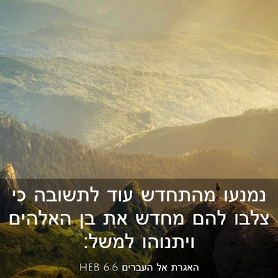 Picture 03 - האגרת אל העברים 6:6 HEB - נמנעו מהתחדש עוד לתשובה כי - Bible Verse Picture