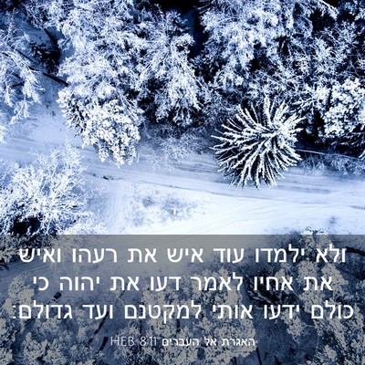 Picture 03 - האגרת אל העברים 8:11 HEB - ולא ילמדו עוד איש את רעהו - Bible Verse Picture