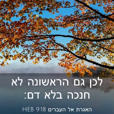 Picture 03 - האגרת אל העברים 9:18 HEB - לכן גם הראשונה לא חנכה בלא - Bible Verse Picture
