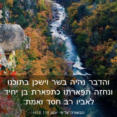Picture 03 - הבשורה על־פי יוחנן 1:14 HEB - והדבר נהיה בשר וישכן - Bible Verse Picture