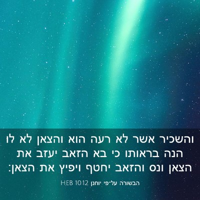 Picture 03 - הבשורה על־פי יוחנן 10:12 HEB - והשכיר אשר לא רעה הוא והצאן - Bible Verse Picture