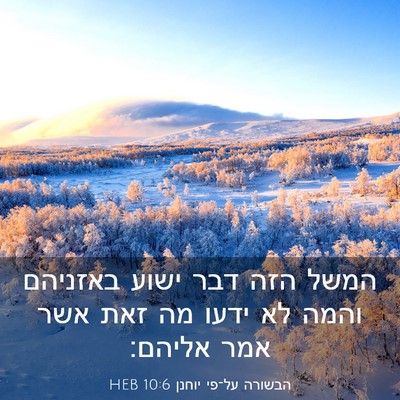 Picture 03 - הבשורה על־פי יוחנן 10:6 HEB - המשל הזה דבר ישוע באזניהם - Bible Verse Picture