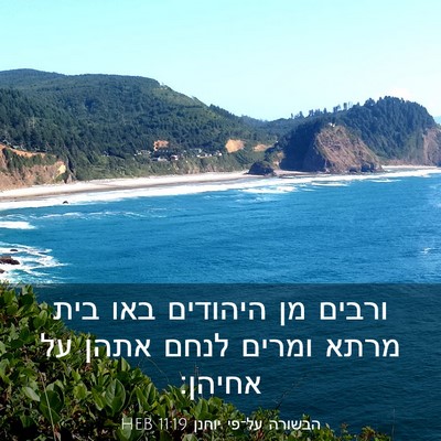 Picture 03 - הבשורה על־פי יוחנן 11:19 HEB - ורבים מן היהודים באו בית - Bible Verse Picture