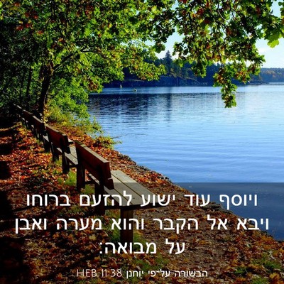 Picture 03 - הבשורה על־פי יוחנן 11:38 HEB - ויוסף עוד ישוע להזעם ברוחו - Bible Verse Picture
