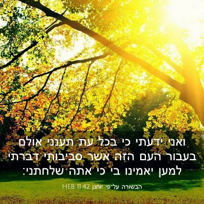Picture 03 - הבשורה על־פי יוחנן 11:42 HEB - ואני ידעתי כי בכל עת תענני - Bible Verse Picture