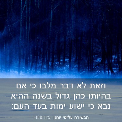 Picture 03 - הבשורה על־פי יוחנן 11:51 HEB - וזאת לא דבר מלבו כי אם - Bible Verse Picture