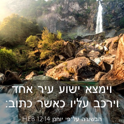 Picture 03 - הבשורה על־פי יוחנן 12:14 HEB - וימצא ישוע עיר אחד וירכב - Bible Verse Picture