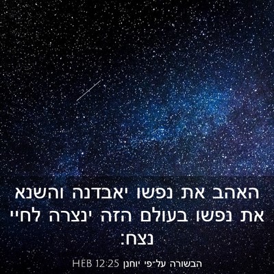 Picture 03 - הבשורה על־פי יוחנן 12:25 HEB - האהב את נפשו יאבדנה והשנא - Bible Verse Picture