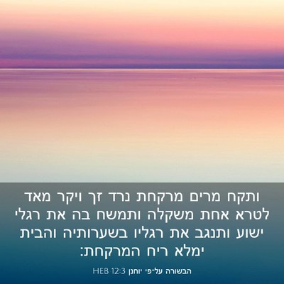 Picture 03 - הבשורה על־פי יוחנן 12:3 HEB - ותקח מרים מרקחת נרד זך ויקר - Bible Verse Picture