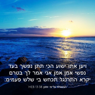 Picture 03 - הבשורה על־פי יוחנן 13:38 HEB - ויען אתו ישוע הכי תתן נפשך - Bible Verse Picture