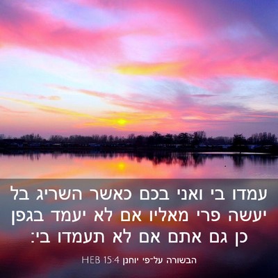 Picture 03 - הבשורה על־פי יוחנן 15:4 HEB - עמדו בי ואני בכם כאשר השריג - Bible Verse Picture