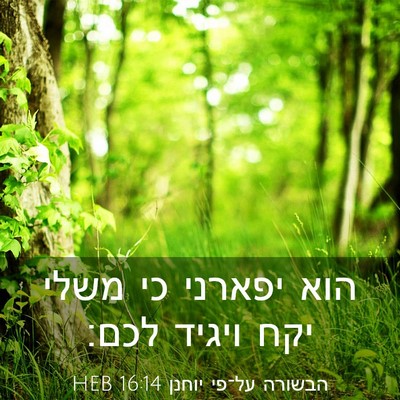 Picture 03 - הבשורה על־פי יוחנן 16:14 HEB - הוא יפארני כי משלי יקח - Bible Verse Picture