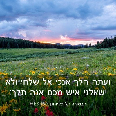 Picture 03 - הבשורה על־פי יוחנן 16:5 HEB - ועתה הלך אנכי אל שלחי ולא - Bible Verse Picture