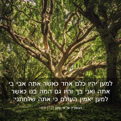 Picture 03 - הבשורה על־פי יוחנן 17:21 HEB - למען יהיו כלם אחד כאשר אתה - Bible Verse Picture