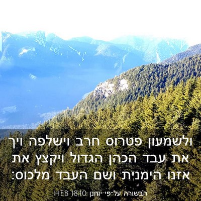 Picture 03 - הבשורה על־פי יוחנן 18:10 HEB - ולשמעון פטרוס חרב וישלפה - Bible Verse Picture