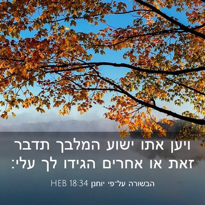 Picture 03 - הבשורה על־פי יוחנן 18:34 HEB - ויען אתו ישוע המלבך תדבר - Bible Verse Picture