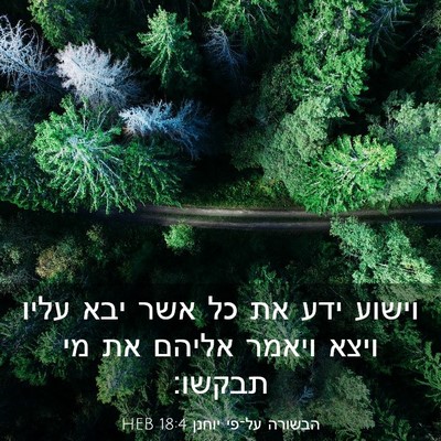 Picture 03 - הבשורה על־פי יוחנן 18:4 HEB - וישוע ידע את כל אשר יבא - Bible Verse Picture