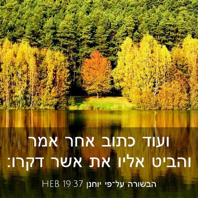 Picture 03 - הבשורה על־פי יוחנן 19:37 HEB - ועוד כתוב אחר אמר והביט - Bible Verse Picture