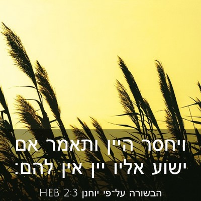 Picture 03 - הבשורה על־פי יוחנן 2:3 HEB - ויחסר היין ותאמר אם ישוע - Bible Verse Picture