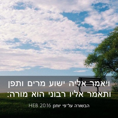 Picture 03 - הבשורה על־פי יוחנן 20:16 HEB - ויאמר אליה ישוע מרים ותפן - Bible Verse Picture