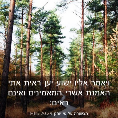 Picture 03 - הבשורה על־פי יוחנן 20:29 HEB - ויאמר אליו ישוע יען ראית - Bible Verse Picture