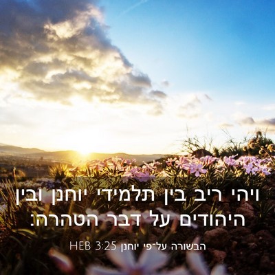 Picture 03 - הבשורה על־פי יוחנן 3:25 HEB - ויהי ריב בין תלמידי יוחנן - Bible Verse Picture