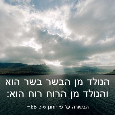 Picture 03 - הבשורה על־פי יוחנן 3:6 HEB - הנולד מן הבשר בשר הוא - Bible Verse Picture