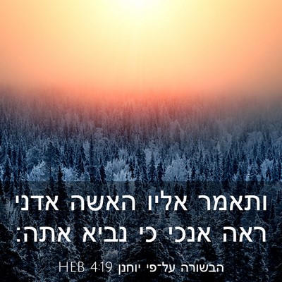 Picture 03 - הבשורה על־פי יוחנן 4:19 HEB - ותאמר אליו האשה אדני ראה - Bible Verse Picture