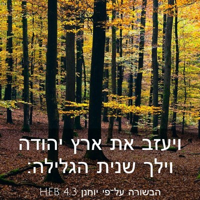 Picture 03 - הבשורה על־פי יוחנן 4:3 HEB - ויעזב את ארץ יהודה וילך - Bible Verse Picture