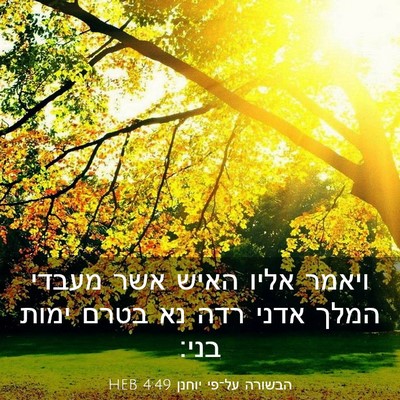 Picture 03 - הבשורה על־פי יוחנן 4:49 HEB - ויאמר אליו האיש אשר מעבדי - Bible Verse Picture