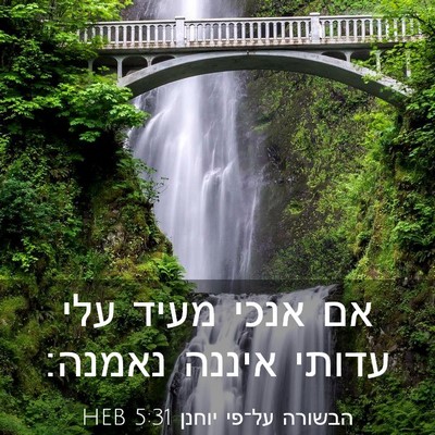 Picture 03 - הבשורה על־פי יוחנן 5:31 HEB - אם אנכי מעיד עלי עדותי - Bible Verse Picture