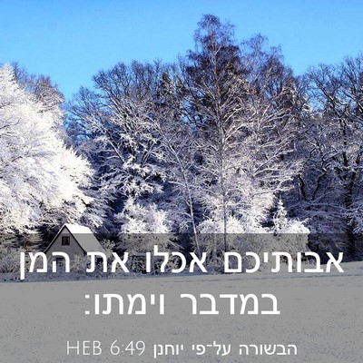 Picture 03 - הבשורה על־פי יוחנן 6:49 HEB - אבותיכם אכלו את המן במדבר - Bible Verse Picture