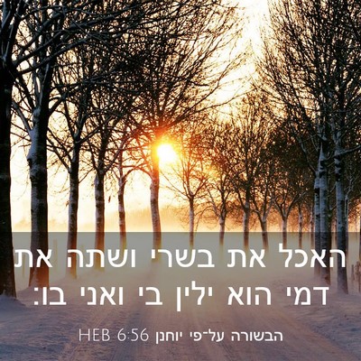 Picture 03 - הבשורה על־פי יוחנן 6:56 HEB - האכל את בשרי ושתה את דמי - Bible Verse Picture