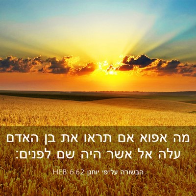 Picture 03 - הבשורה על־פי יוחנן 6:62 HEB - מה אפוא אם תראו את בן האדם - Bible Verse Picture