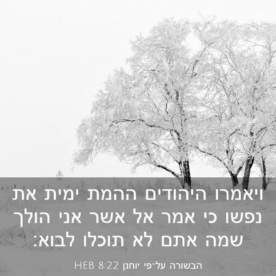 Picture 03 - הבשורה על־פי יוחנן 8:22 HEB - ויאמרו היהודים ההמת ימית - Bible Verse Picture