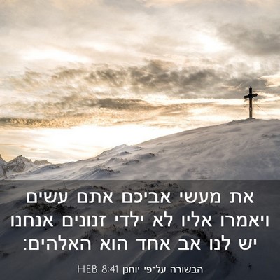Picture 03 - הבשורה על־פי יוחנן 8:41 HEB - את מעשי אביכם אתם עשים - Bible Verse Picture