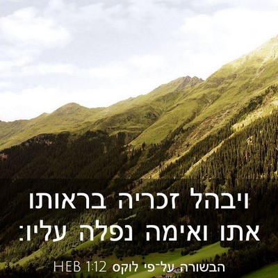 Picture 03 - הבשורה על־פי לוקס 1:12 HEB - ויבהל זכריה בראותו אתו - Bible Verse Picture