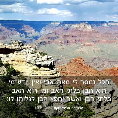 Picture 03 - הבשורה על־פי לוקס 10:22 HEB - הכל נמסר לי מאת אבי ואין - Bible Verse Picture
