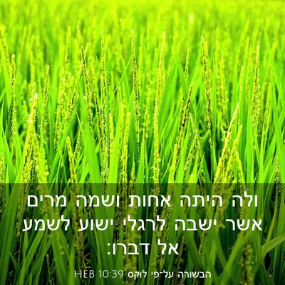 Picture 03 - הבשורה על־פי לוקס 10:39 HEB - ולה היתה אחות ושמה מרים אשר - Bible Verse Picture
