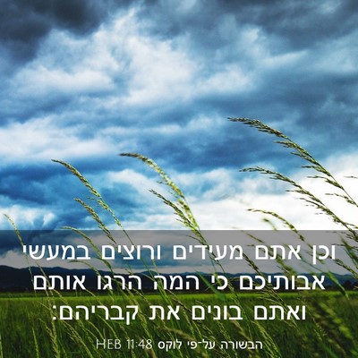 Picture 03 - הבשורה על־פי לוקס 11:48 HEB - וכן אתם מעידים ורוצים - Bible Verse Picture