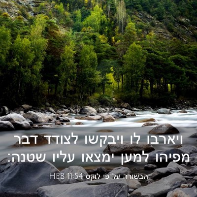 Picture 03 - הבשורה על־פי לוקס 11:54 HEB - ויארבו לו ויבקשו לצודד דבר - Bible Verse Picture