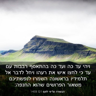 Picture 03 - הבשורה על־פי לוקס 12:1 HEB - ויהי עד כה ועד כה בהתאסף - Bible Verse Picture