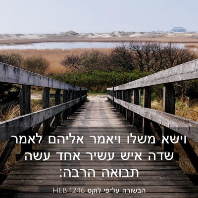 Picture 03 - הבשורה על־פי לוקס 12:16 HEB - וישא משלו ויאמר אליהם לאמר - Bible Verse Picture