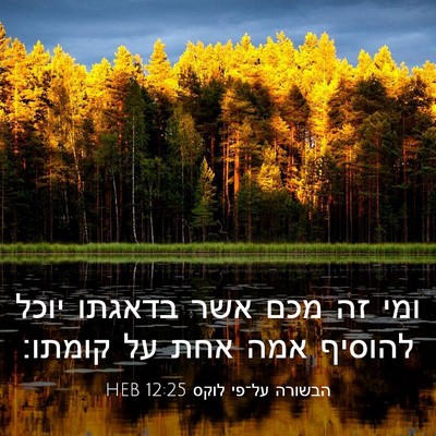 Picture 03 - הבשורה על־פי לוקס 12:25 HEB - ומי זה מכם אשר בדאגתו יוכל - Bible Verse Picture